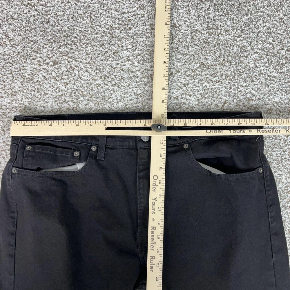 Levis 502 Jeans Mens 36x34 Black Slim Straight Denim Dark Wash Basic Casual